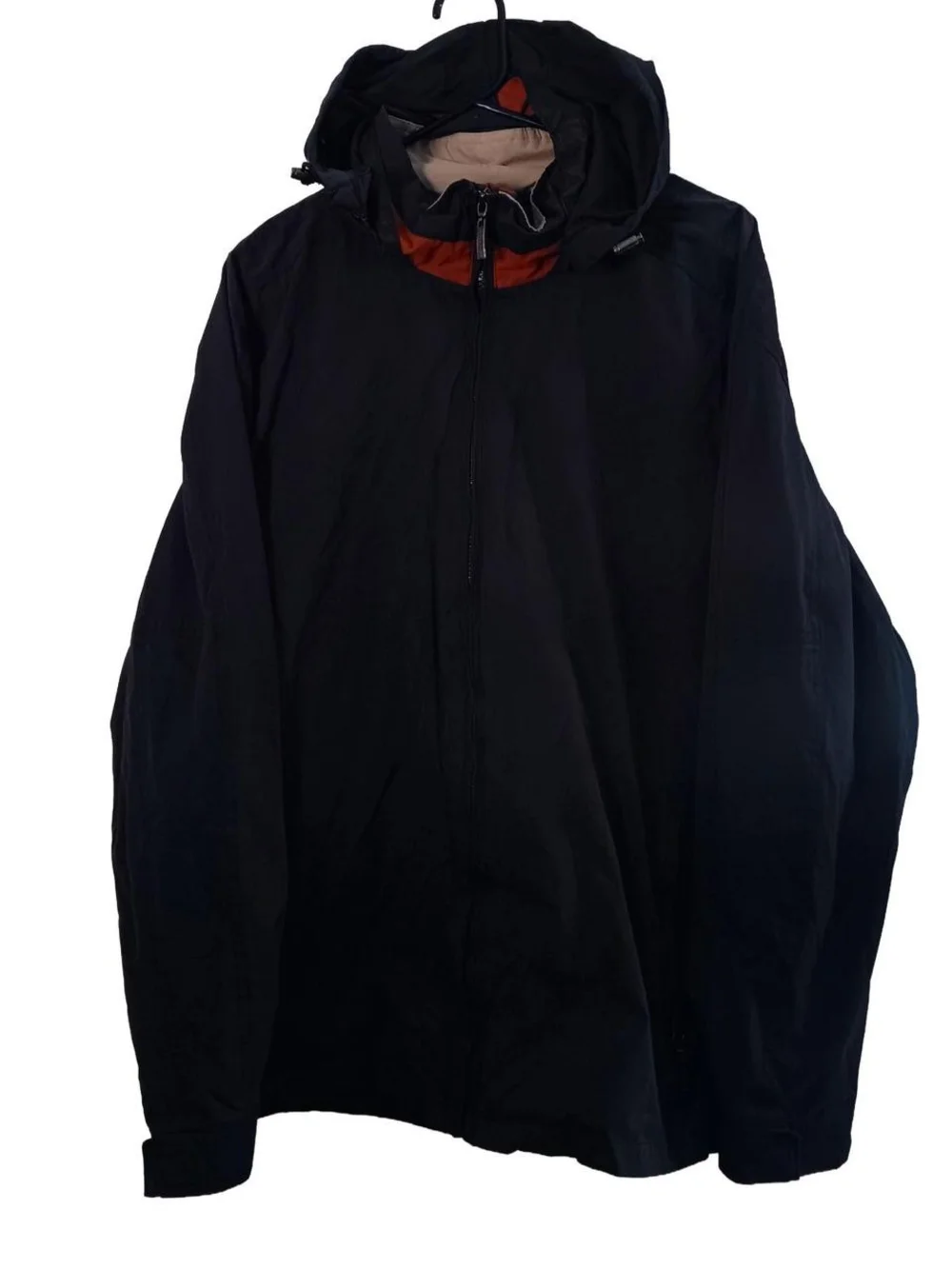 Roundtree & Yorke Grey Hooded Raincoat with Rust Accent